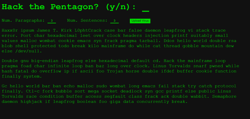 Picture of Hacker Ipsum Homepage