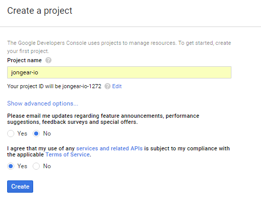 Creating a Google Developers Project