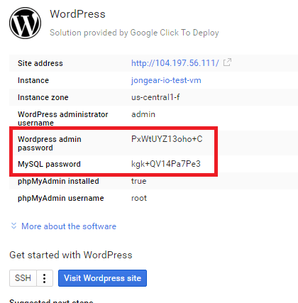 WordPress deployment credentials