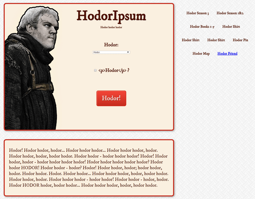 Picture of Hodor Ipsum Homepage