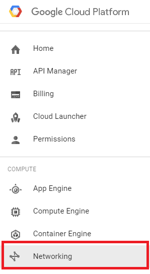 Networking tab of GCP