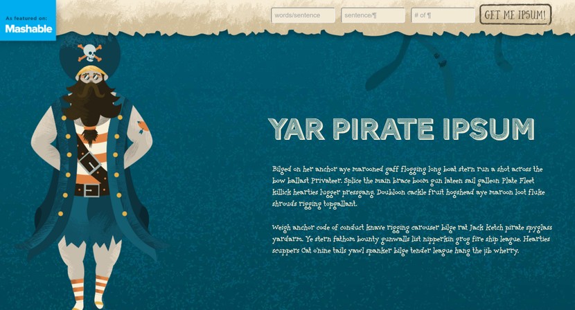 Picture of Pirate Ipsum Homepage